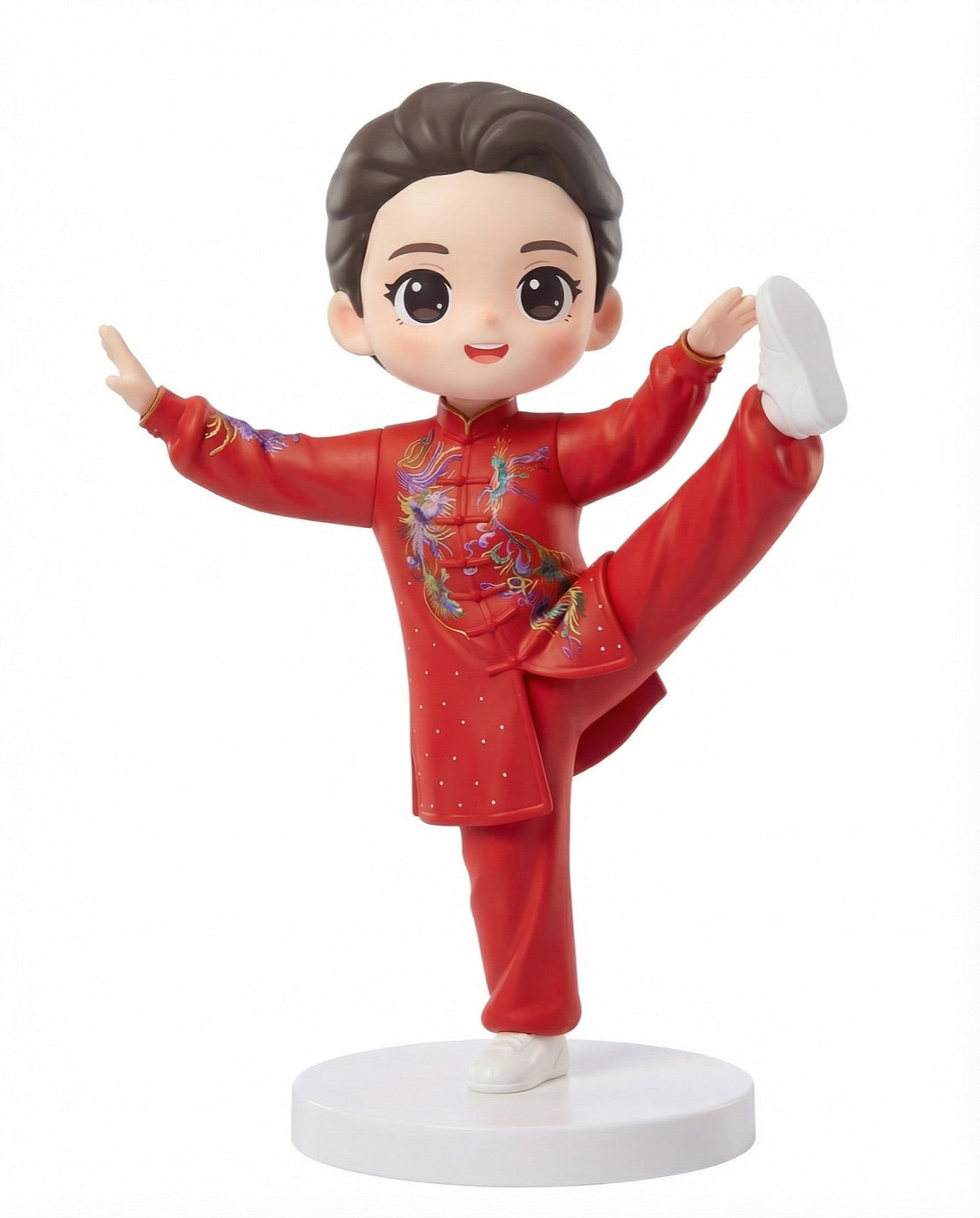 Digital preview of a red tai chi figure holding a one-leg balance pose