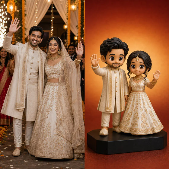 Indian Wedding Outfits Recreated as a Custom Couple Figurine