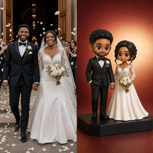 Black-Tie Wedding Photo to Custom Couple Figurine