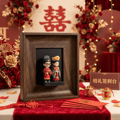 定制婚纱照3D情侣雕像礼盒