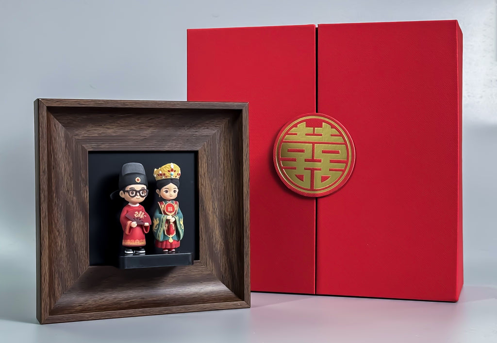 Custom Wedding Photo 3D Couple Figurine Gift Box