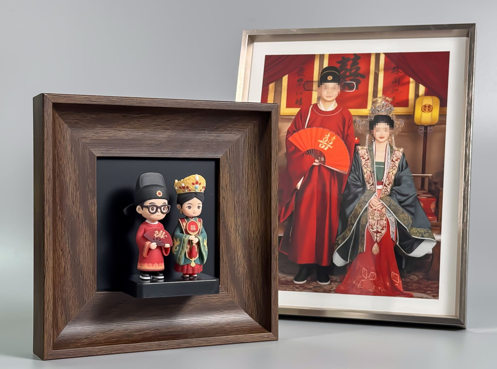 Custom Wedding Photo 3D Couple Figurine Gift Box